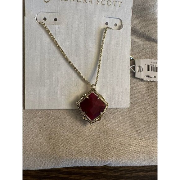 Kendra Scott Gold Adjustable Kacey Necklace Bordeaux Tiger Eye NEW $65 - Picture 2 of 4